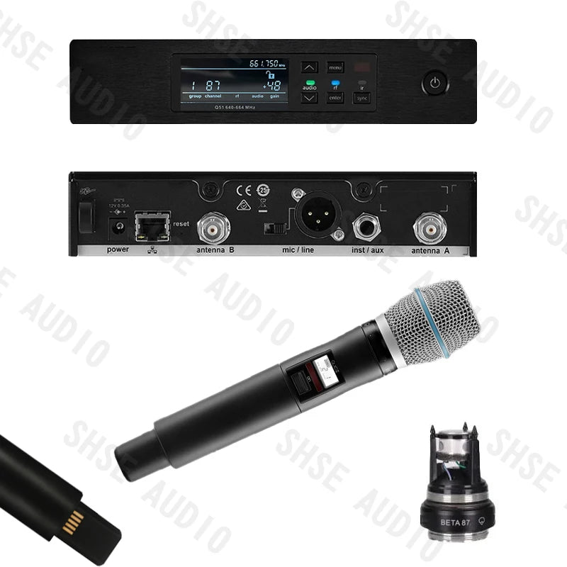 Qlxd B87A WH30 Head-Mounted Lavalier Professional Wireless Microphone Set, UHF Long-Distance Reception, Clear Sound Quality