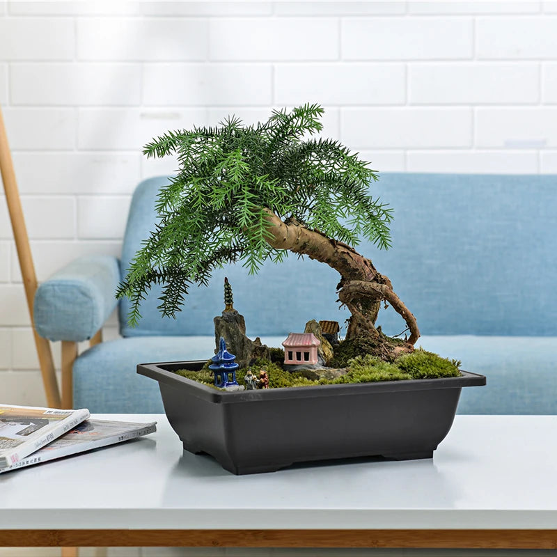 Rectangular Square Flowerpots Imitation Purple Clay Succulent Plants Pots Oval Pots Outdoor Garden Landscape Bonsai Pot Trays
