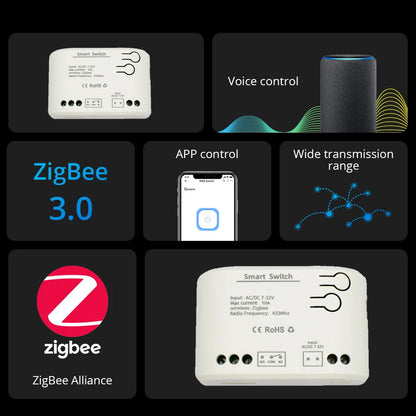 Alexa Smart Switch Zigbee Smart Home 2/1 Channels 220V 7-32V 85-250V 10A Relay Module Work With Alexa/Google Assistant