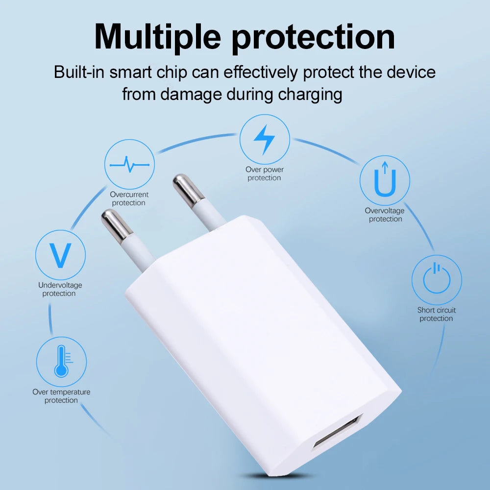 1-5Pcs Universal 5V 1A EU Plug USB Home Travel Mobile Phone Charger For Samsung Xiaomi Redmi  Huawei Charger Power Wall Adapter