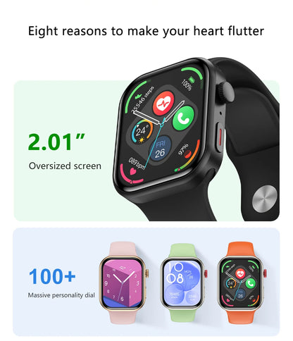 LIGE New 2.01-inch Smart Watch Men Women Heart Rate Health Monitor HD Bluetooth Call Waterproof Sport Smartwatch for Android iOS