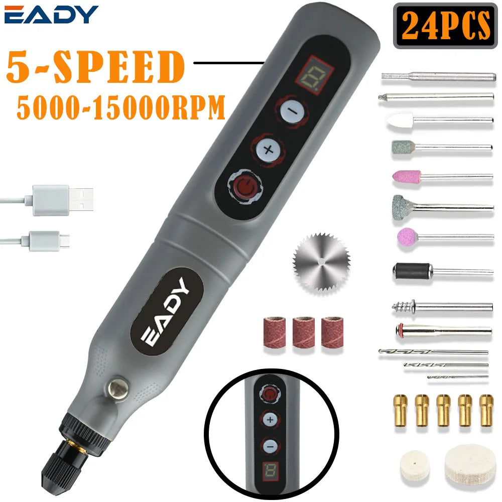 Wireless Rotary Tool 13000mAh Battery 5 Variable Speed Mini Cordless Grinder Pen Style Electric Grinding Polishing Kit for DIY