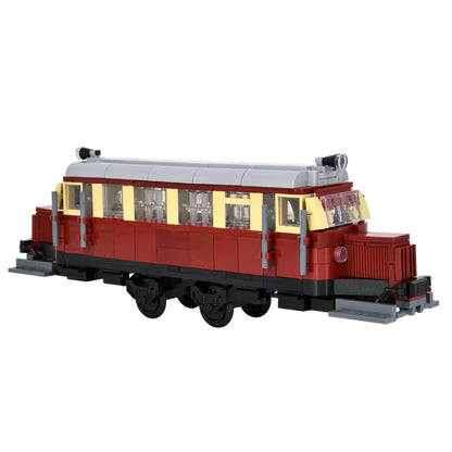 Vintage Dual Cab Train MOC Blocks, Detailed Retro Railway Locomotive, Educational DIY Toy for Train Fans, No Paper Manual