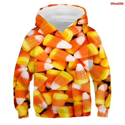 3D Print Funny Food Tops Candy Macaron Girls Boys Hoodies Kids Hooded Sweatshirts Teens Clothes 2021 Children Nutella Pullovers