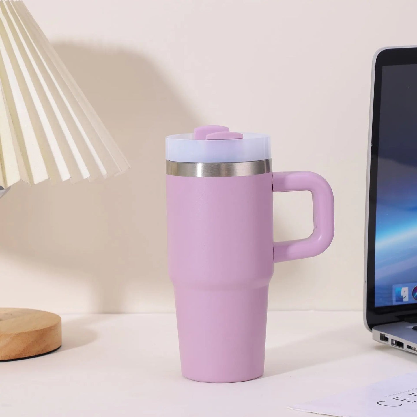 14oz Car Mug with Handle Double-layer Vacuum Coffee Cup Portable Sport Water Bottle 304 Stainless Steel Travel Thermal Cup