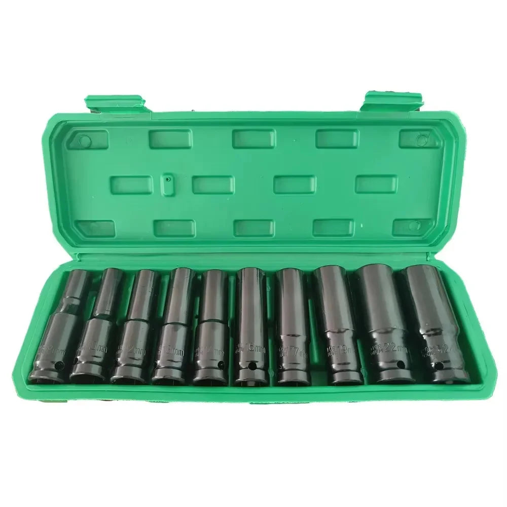 10pcs 1/2 Drive Metric Impact Socket Set Universal Deep Socket Wrench for Air Pneumatic Repair Tools