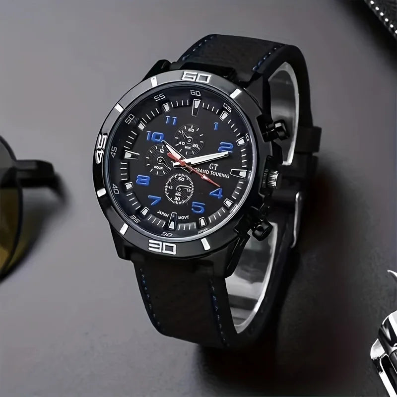 3pc/set Fashion Simple Mens Watch Analog silicone Male Watch Casual Men's Quartz Wrist Watch Ideal Choice for Thanksgiving Gifts