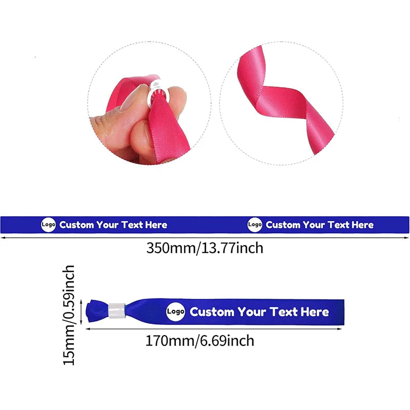 50/100/200/500 Pieces Custom Fabric Event Wristbands Personalized Colorful Wristband Bracelet Birthday Party Decoration