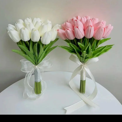 Artificial Flowers Tulip Bouquet Fake Flowers Wedding Garden Decoration Outdoor Home Garden Bouquet Vase Decor Plants