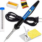 Soldering Iron Kit 60W Adjustable Temperature 5-in-1 Electronics Repair Kit with Solder Wire, Stand, Sponge & Rosin Flux for DIY
