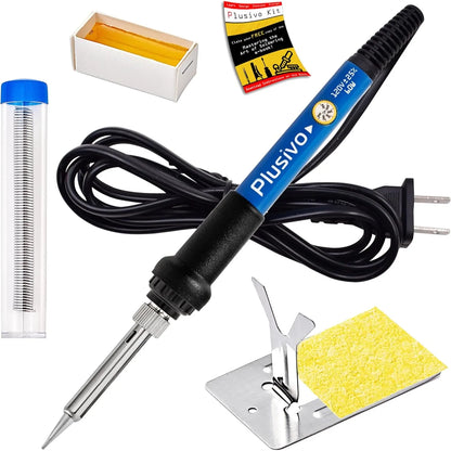 Soldering Iron Kit 60W Adjustable Temperature 5-in-1 Electronics Repair Kit with Solder Wire, Stand, Sponge & Rosin Flux for DIY