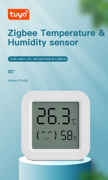 Tuya Zigbee Temperature Humidity Sensor Mini Screen Thermometer For Smart Home Automation Work with Google Home Alexa