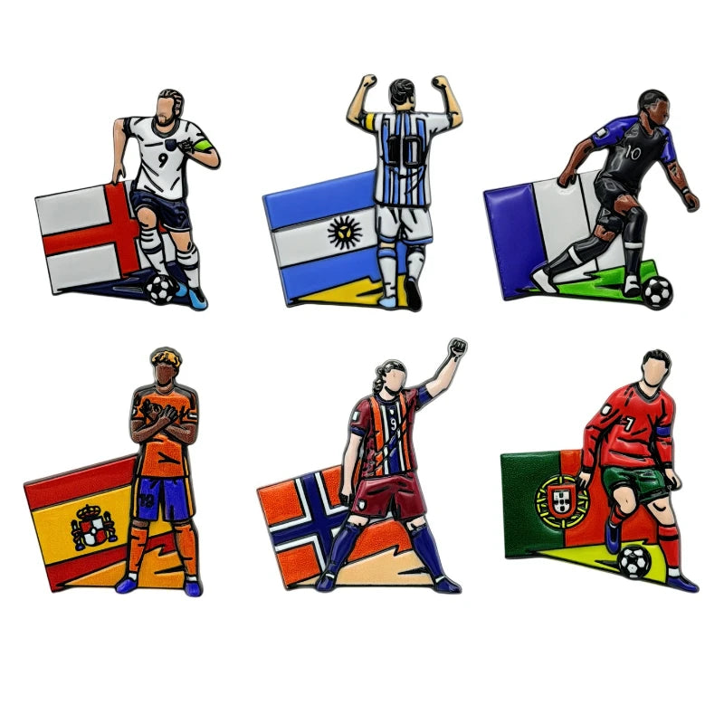 2026 USA Canada Mexico Football Pin Badge Cartoon Alloy Unisex Soccer Player Souvenir Brooch DIY Clothes Bags Hat Scarf Jeans