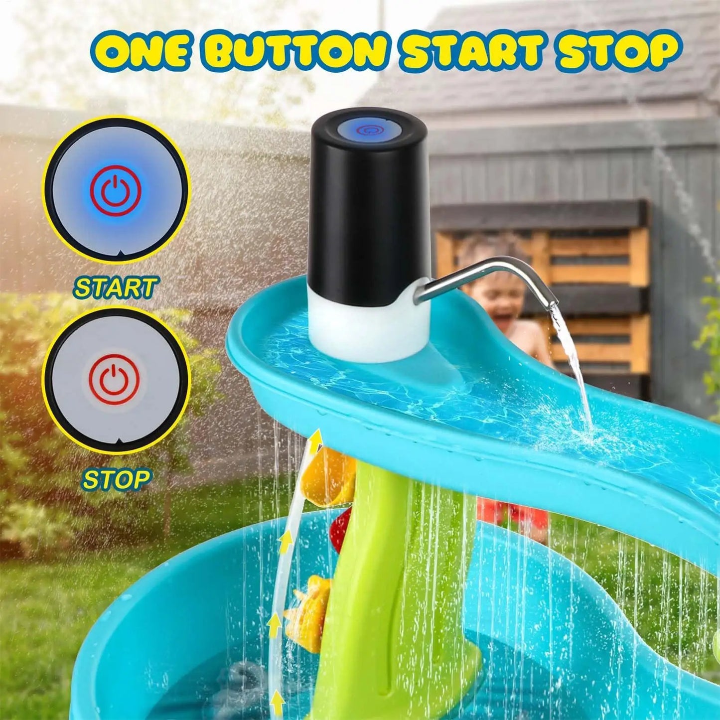Water Table Pump Portable Water Play Table Pump Battery Powered Cordless Sand Play Accessories Rechargeable Outdoor Toys for