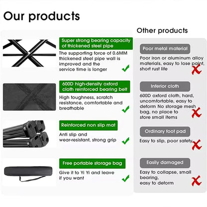 Outdoor Portable Folding Chair Foldable Car Super Durable Material, Integrated Storage Design Convenient to Comfort Camping Gear