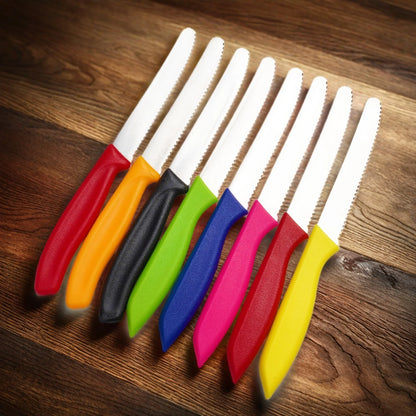 Serrated Steak Knife, Stainless Steel Steak Knife With Pointed Tail Plastic Handle, Multifunctional Kitchen Bread Dessert Knife