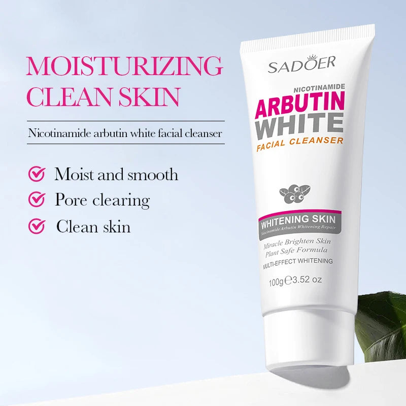 SADOER Niacinamide Arbutin Facial Cleanser Deeply Cleansing Oil Control Moisturizing Blackhead Removal Wash Foam Skin Care