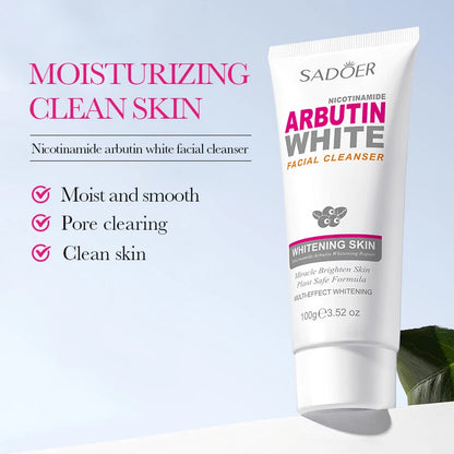 SADOER Niacinamide Arbutin Facial Cleanser Deeply Cleansing Oil Control Moisturizing Blackhead Removal Wash Foam Skin Care