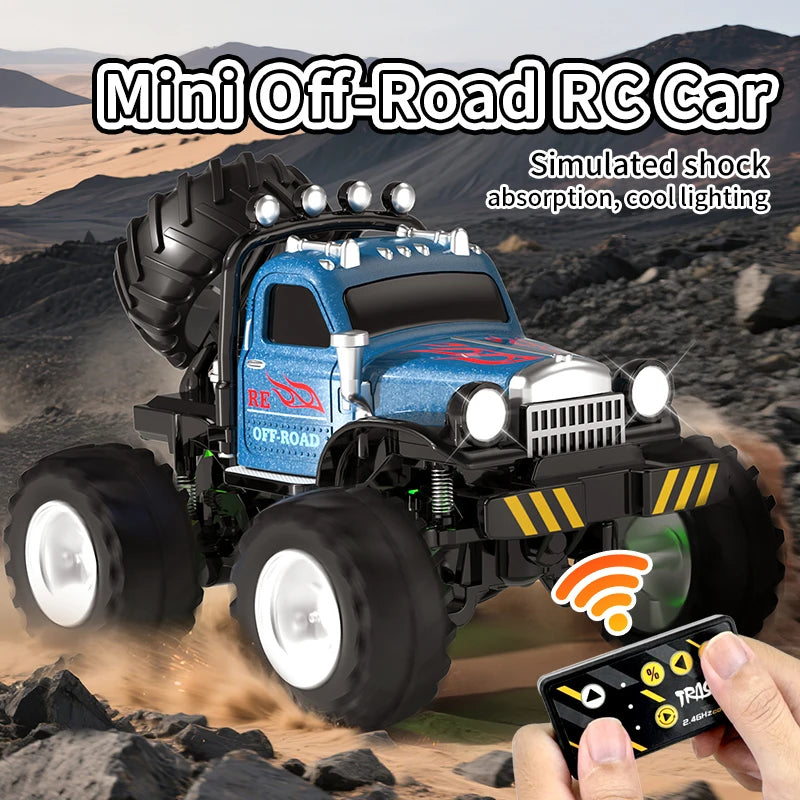 New 1:64 Rc Car Mini 2.4Ghz City Road Handle High Speed Alloy All Terrain Remote Control Car Dual Control Children's Toys Gifts