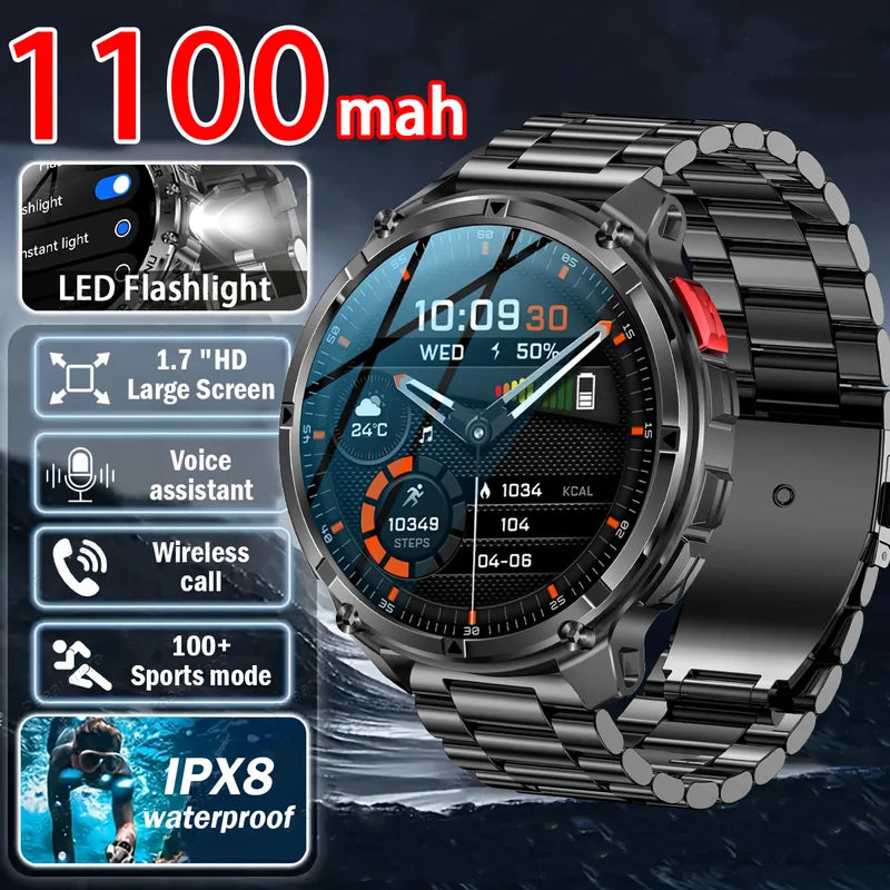 Military T-Rex 3 GPS Waterproof Smart Watch 1.46"HD AMOLED Built-in 6 Frequency Satellite Outdoors Sports Fitness Smart Bracelet