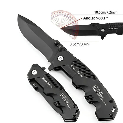 High-hardness outdoor folding knife, portable small straight knife for camping, stainless steel pocket knife, men's fruit knife
