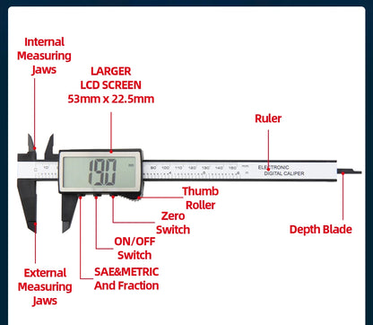 Plastic Caliper Pachometer Digital Caliper Electronic Ruler Vernier Digital Caliber Measuring Tool Digital Calibrator Micrometer