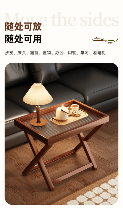 Space-Saving Foldable End Table: Minimalist Corner & Couch Side Table with Shelf – Perfect for Living Room, Balcony or Bedside