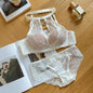 Luxury French Lace Halter Bra Small Chest Push-Up Sheer Bralette Seductive Allure Black Lingerie Set Wire-Free Comfort MOYISU AB