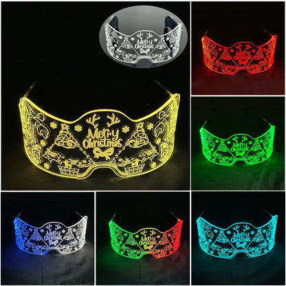 Cyberpunk LED Light Up Glasses Futuristic Luminous Unisex Eyewear Cool Glowing Glasses For Cosplay Bar Rave Club Halloween Party