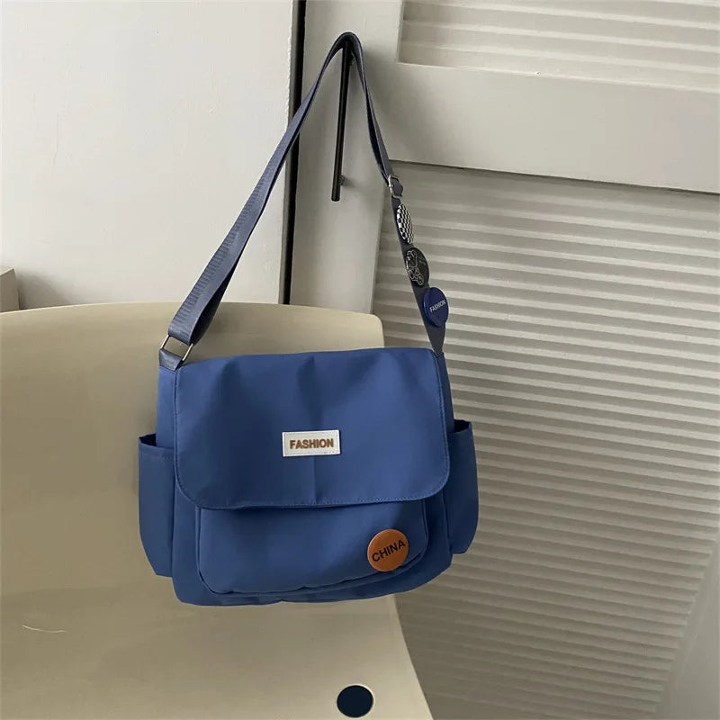 Women's School Messenger Bags for Teen Girls Shoulder Bag Ladies Designer Handbags Large Capacity Solid Canvas Crossbody Bags