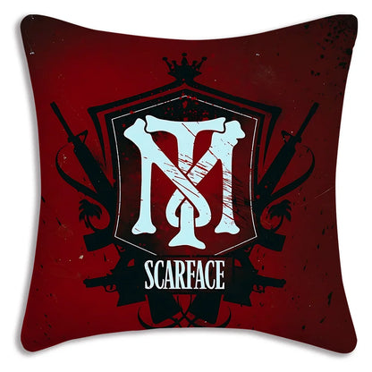 Hot Classic Movie Scarfaces Pillow Covers Cartoon Sofa Decorative Home Double-sided Printing Short Plush Cute Cushion Cover
