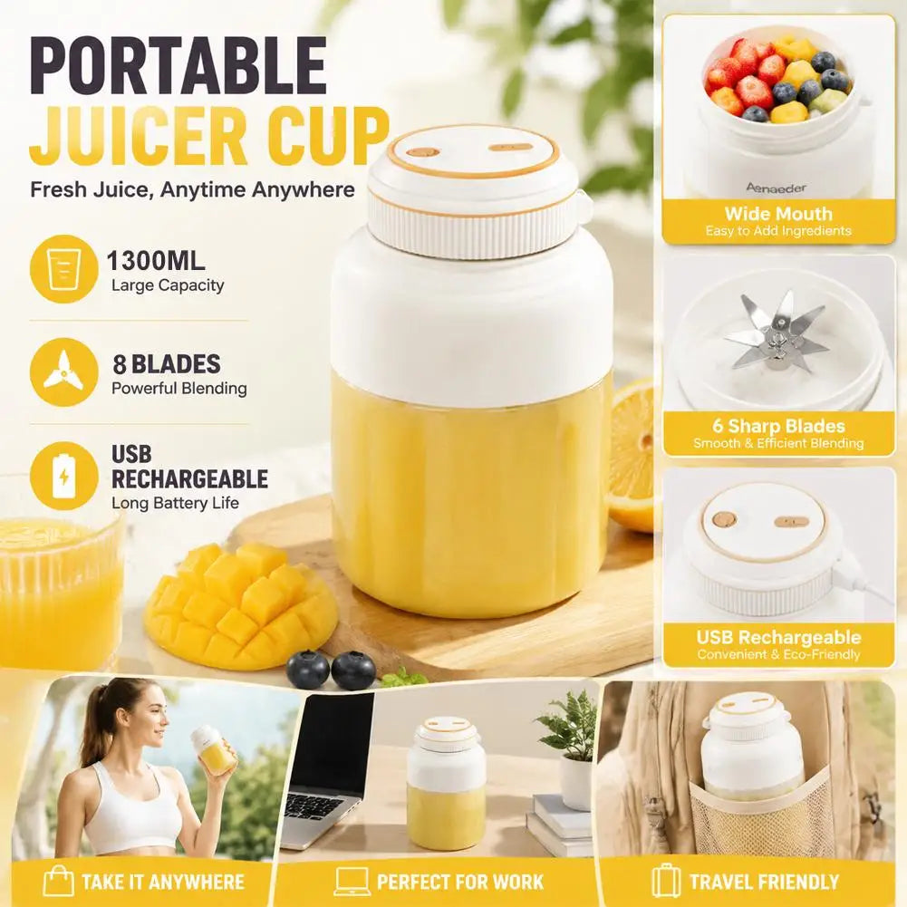 2026 1300ml New Wireless Portable Fruit Juicer Charging Small Complementary Food Crushed Ice Household Multifunctional Juicer