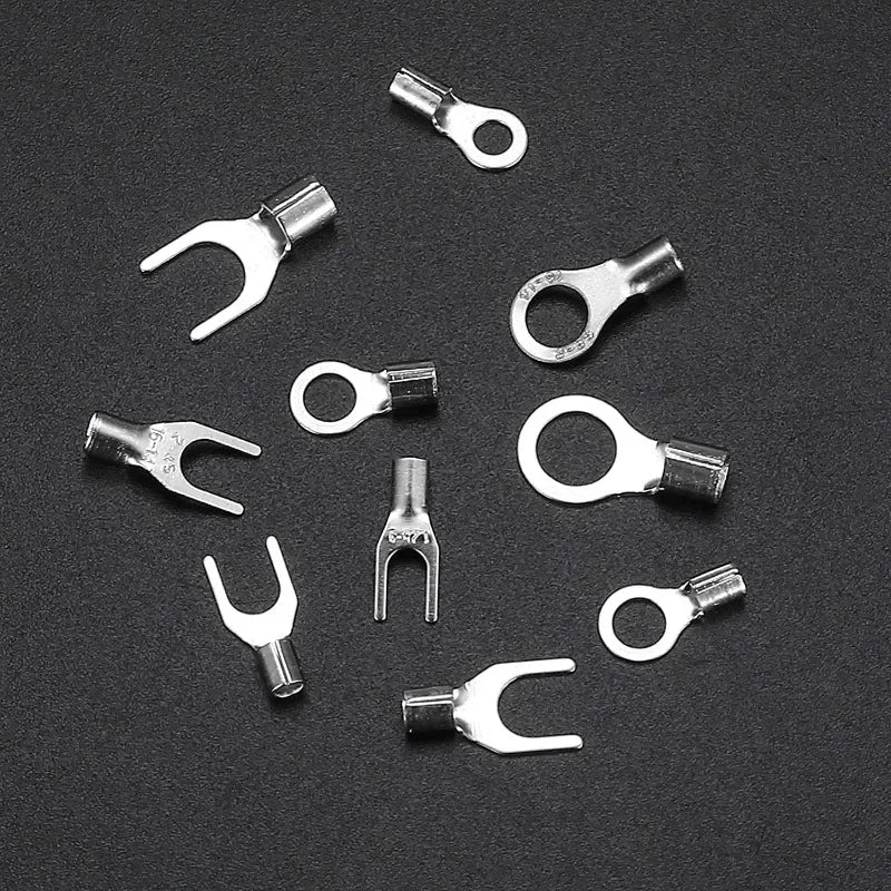 O/Y Type Copper Ring Fork Terminals Kit Insulation Cold-Pressed Terminal Electrical Brass Cable Wire Connector Crimp Spade Clip