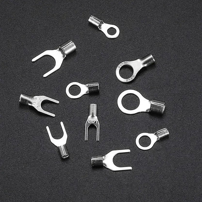 O/Y Type Copper Ring Fork Terminals Kit Insulation Cold-Pressed Terminal Electrical Brass Cable Wire Connector Crimp Spade Clip