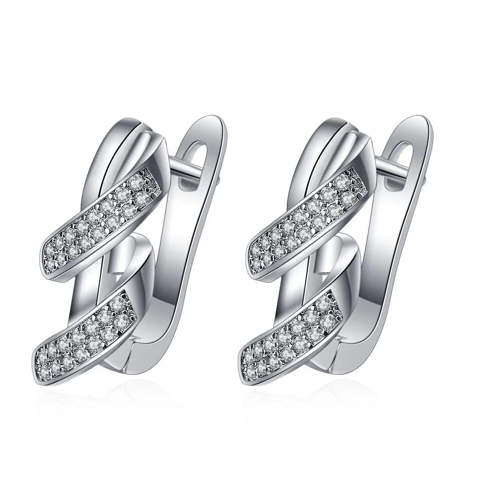 925 Sterling Silver Earrings Jewelry High Quality Retro Simple Pattern Purple White Zircon Earrings Hot Sale