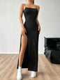 Women's Solid Color High Slit Spaghetti Strap Dress