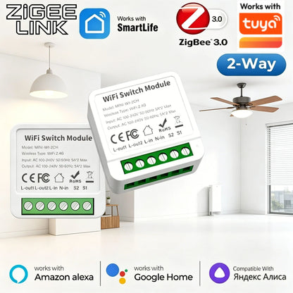 Smart Switch Module WiFi ZigBee Tuya Smart Life App Remote DIY Delay Support 2-way Control with Alexa Google Home Voice Control