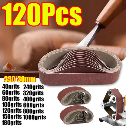 10-120Pcs 330x30mm Belt Sandpaper 40-1000 Grits Wood Soft Metal Polishing Sandpaper Abrasive Bands for Sander Power Tools