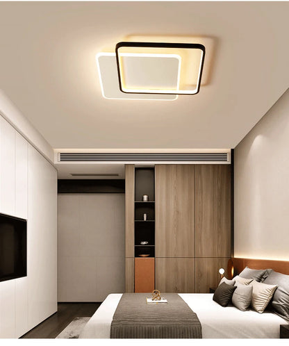 Modern Minimalist Led Ceiling Lamp For Bedroom Black White Design Ring Chandelier Living Room Study Loft Smart Light Fixtures