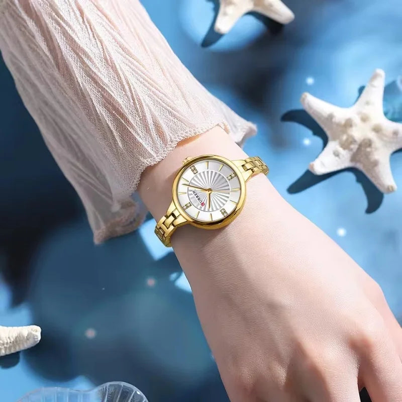 CURREN 9097 Elegant Women's Quartz Watch Luxury Stainless Steel Strap Women's Watch часы женские наручные