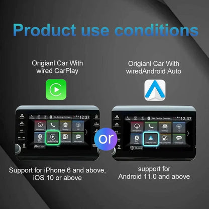 Wireless Carplay Android Auto Adapter 2 in1 Mini Car AI Box AI Smart Box For Audi Toyota Mazda Nissan Kia Ford Opel Skoda