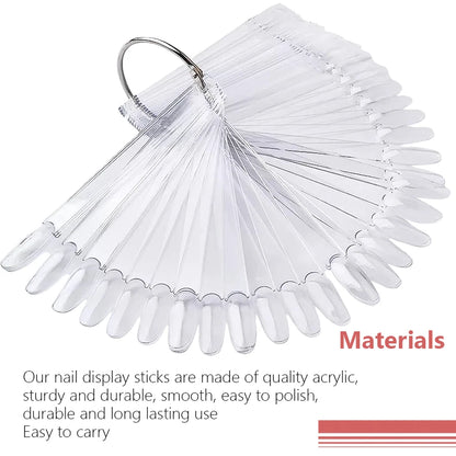 50Pcs Oval Fan-Shaped Swatch Sticks with round Tips for Nail Art Gel Polish Display And Organization