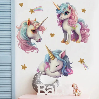 Unicorn Vinyl Child Wall Sticker For Baby Room Decoration Bedroom Accessories Furniture Sticker Adhesive Wallpaper Wall Decor