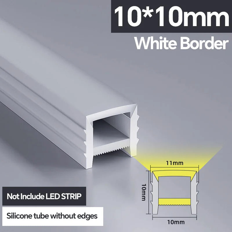 1M-10M LED Neon Rope Tube Soft Silicone Diffuser Channel Black/White Flexible Ribbon Strip Light for Recessed Channel