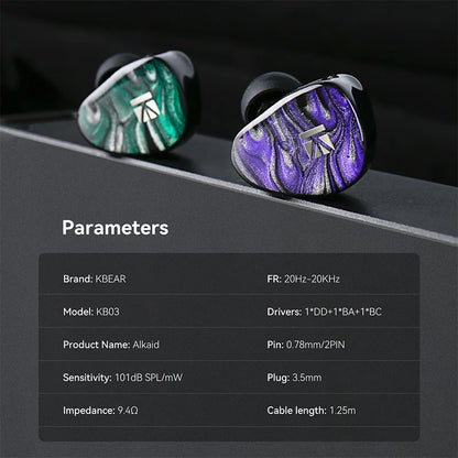 KBEAR Alkaid KB03 1DD+1BA+1Bone Conduction Hybrid IEM HiFi Earphones Beryllium-Coated Dynamic 3D Printed Resin Cavity Wired Headphones for Audiophile & Gaming