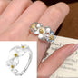 PANJBJ 925 Sterling Silver Lotus Ring For Women Retro TextureJewelry Irregular Creativity Adjustable Jewelry Party Gift Dropship