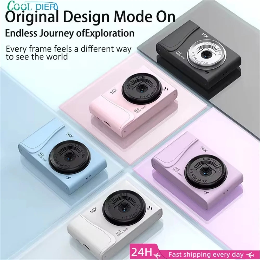 COOL DIER 4K Digital Camera 16x Zoom Camcorder 24 Million Pixels Compact Cameras Auto Focus for Kids Adult Beginners Photograph