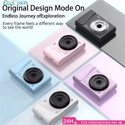 COOL DIER 4K Digital Camera 16x Zoom Camcorder 24 Million Pixels Compact Cameras Auto Focus for Kids Adult Beginners Photograph