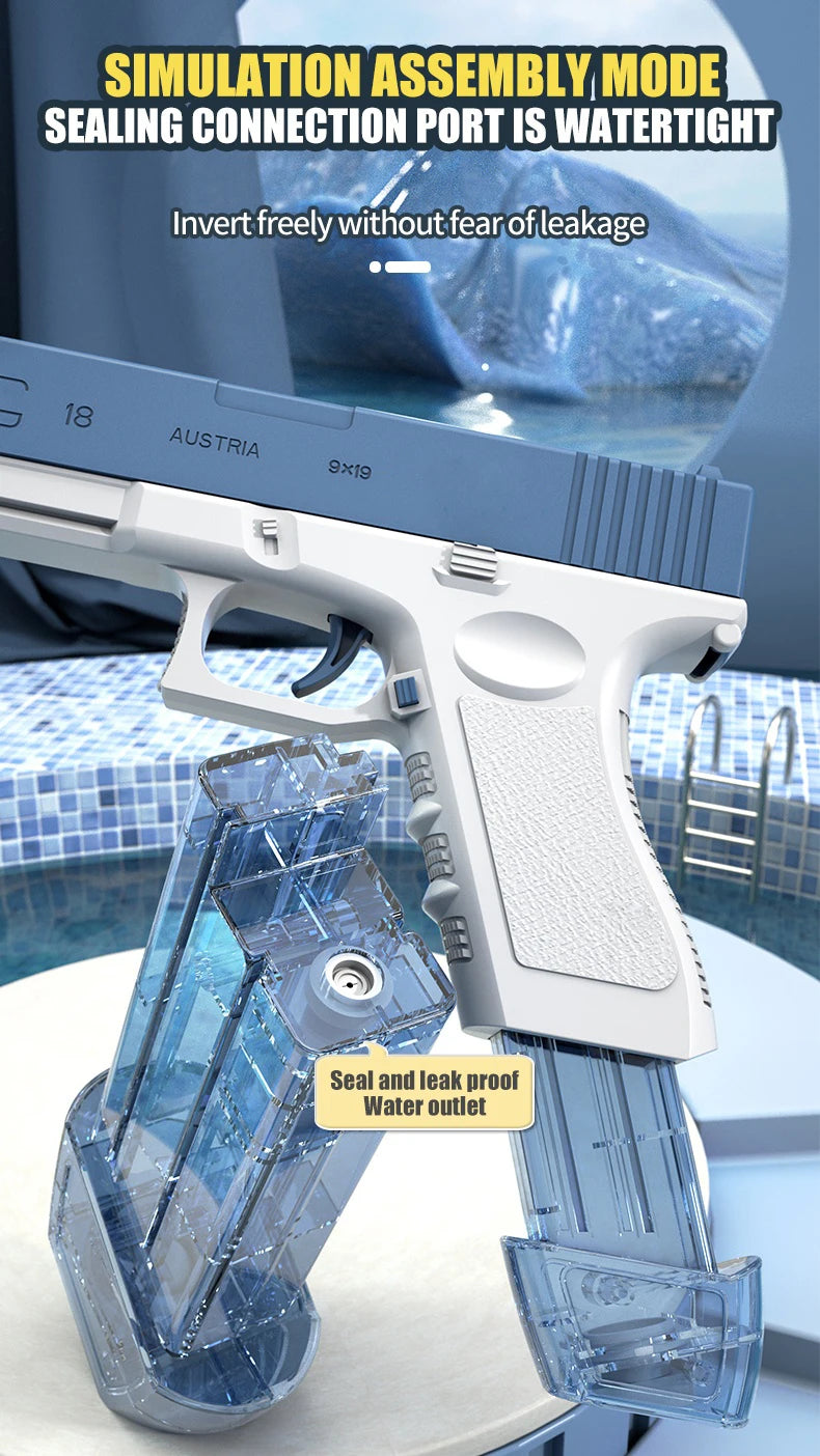 @Electric Water Gun Rechargeable Automatic & Manual Spray Gun Capacity Range Up to 32 FT Range for Adults & Kids