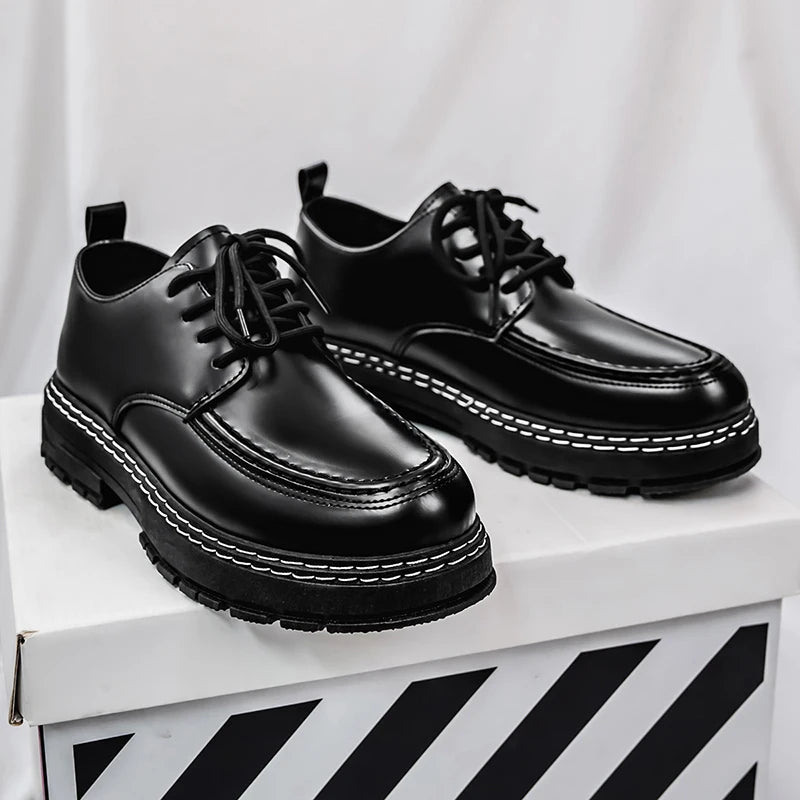 Men's Casual Loafers Black Fashionable Dress Shoes Elegant Formal Footwear Comfortable Slip-On Footgear